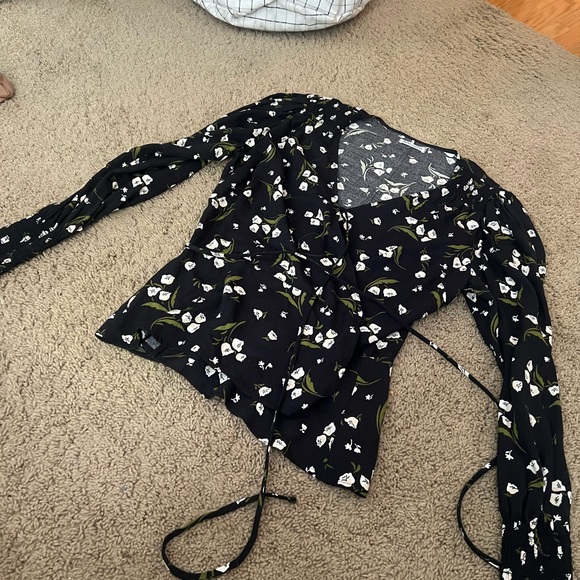 Reformation Jam Floral Wrap Tie Top Size L Womens - Picture 9 of 12